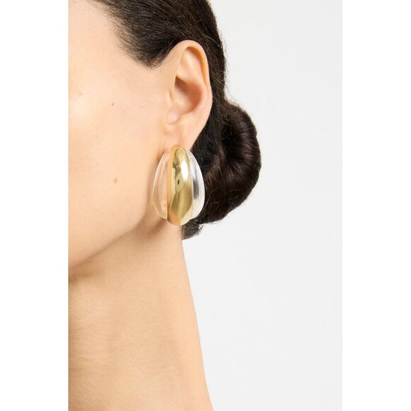 Brandon Maxwell The Transluscent Hoop Earring Gold Size OS NWT - Picture 1 of 5
